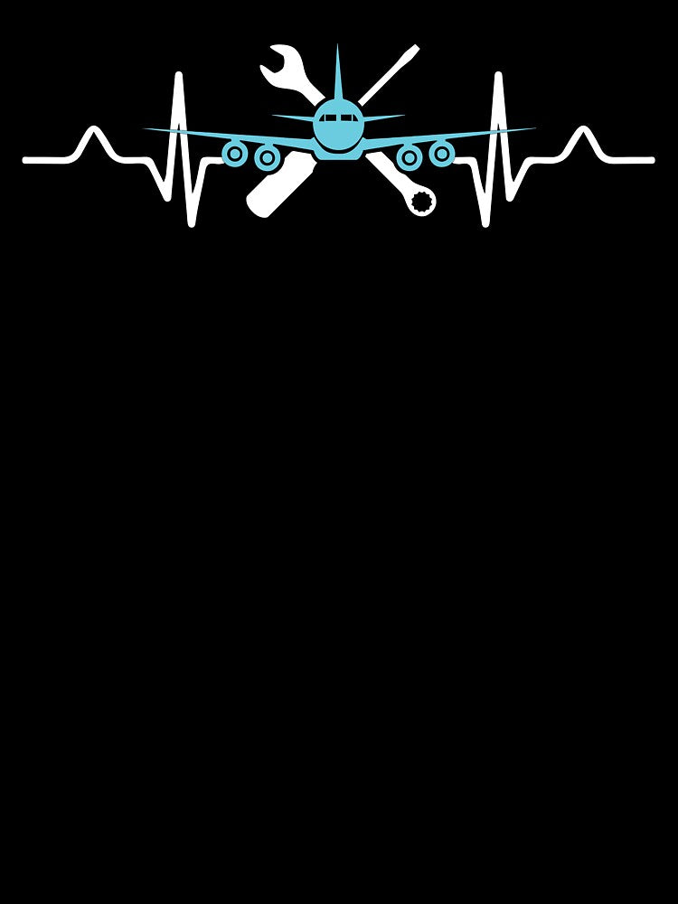 Aircraft Mechanic Heartbeat EKG Heart Rate: Funny Aviation Mechanic Gift by Adexyl