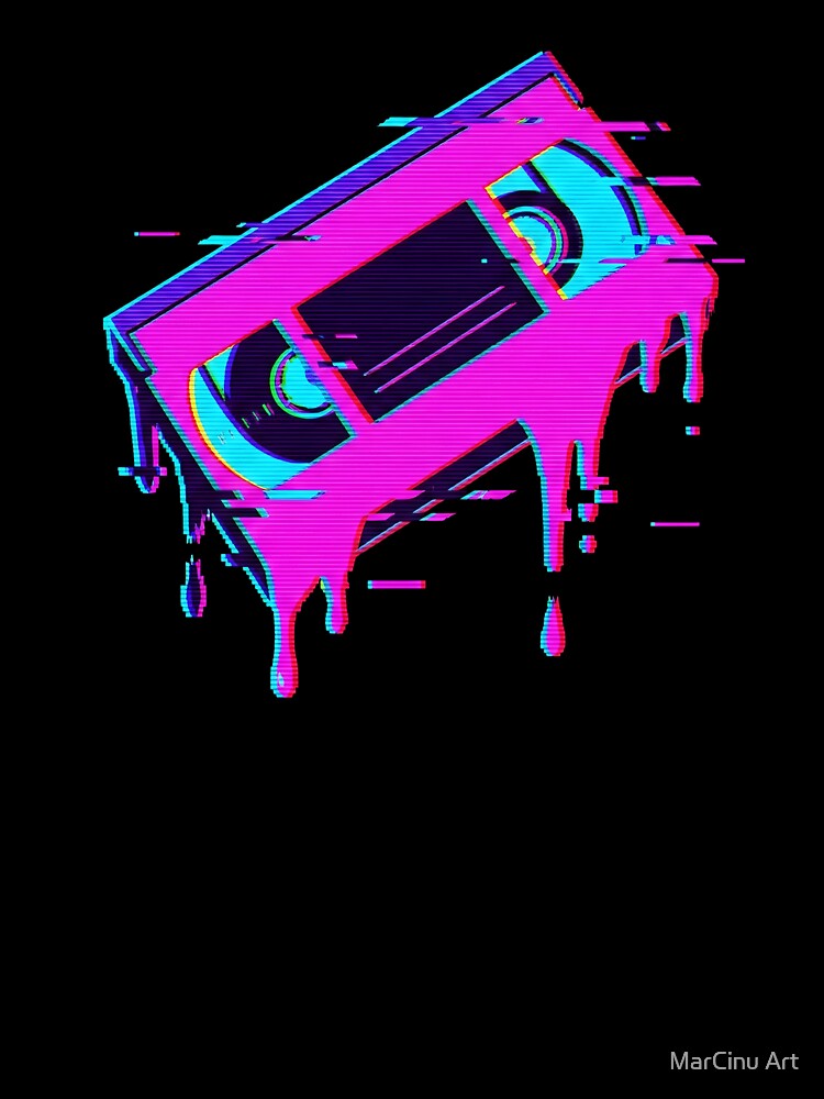 Vaporwave Glitch VHS Tape Melting Aesthetic by MarCinu Art