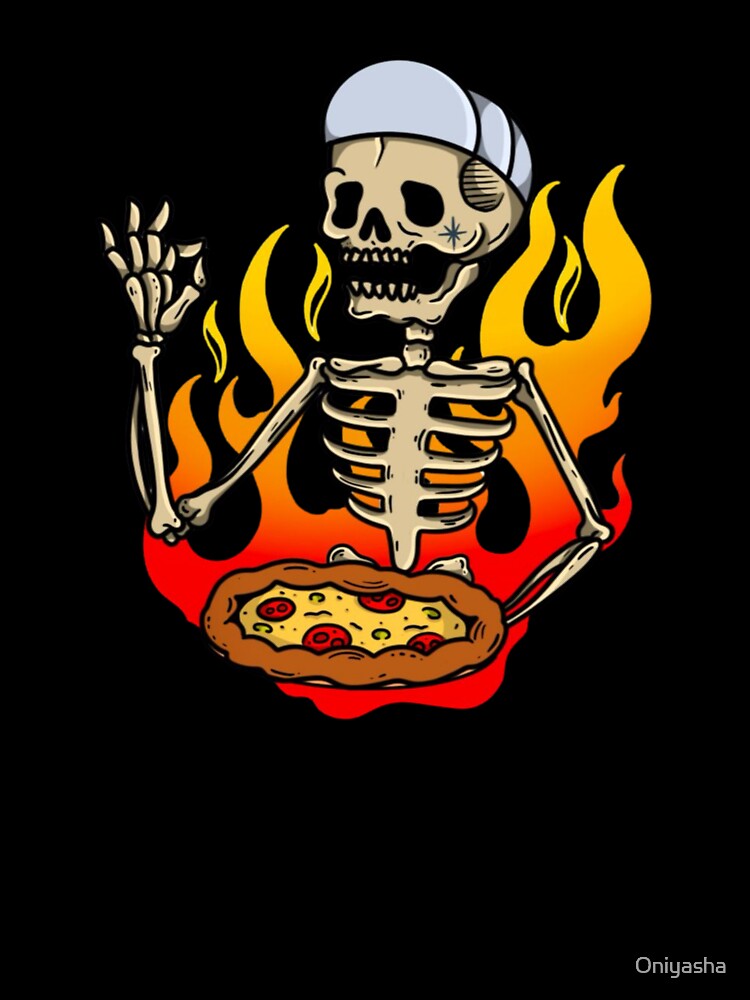 Skeleton Pizza Chef Funny Spicy Hot Slice by Oniyasha