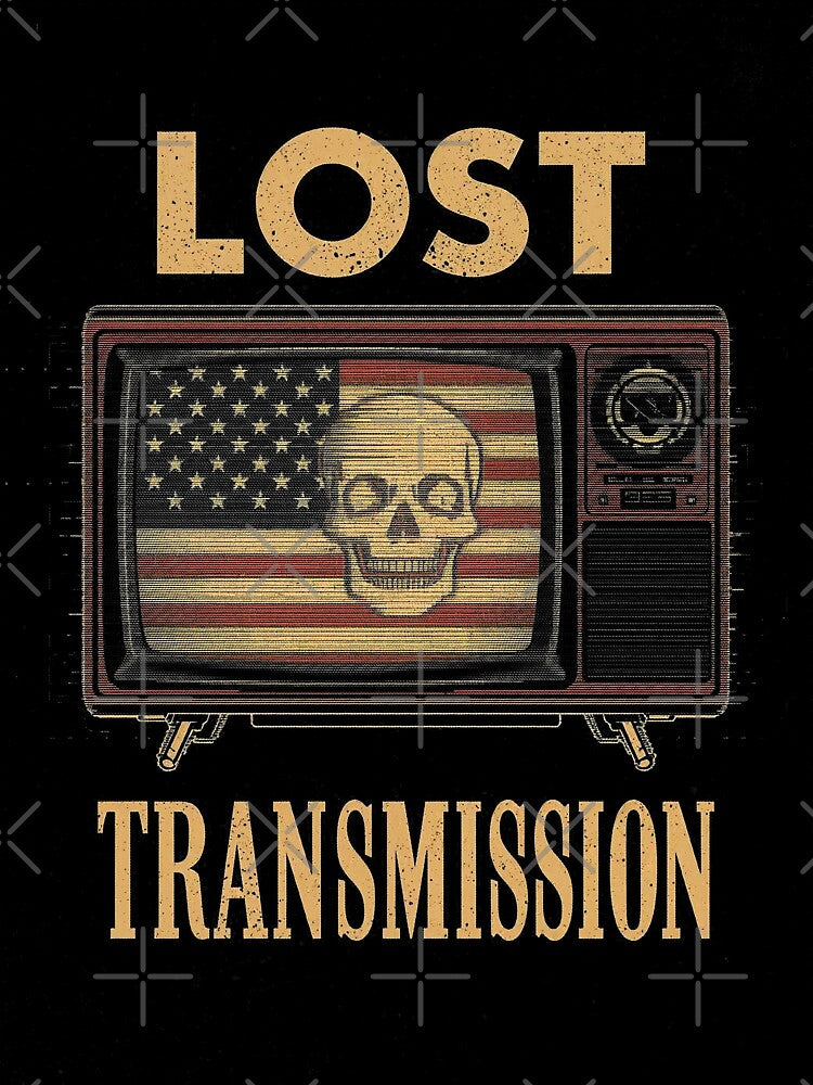Lost Transmission – Retro TV Static American Skull Flag Streetwear by Dhenin Studio