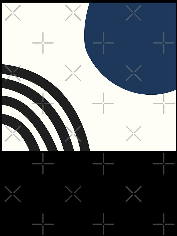 Mid century modern circle and lines in blue by CherieTree