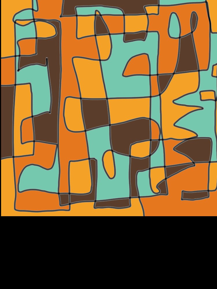 Bold Orange Retro Art Hand Drawn by NancyMerkle