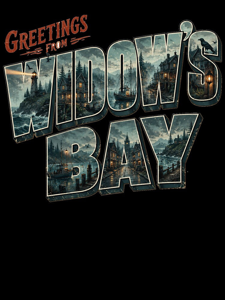 Haunted Coastal Town Vintage Horror Art of widow's bay by AENAcharms
