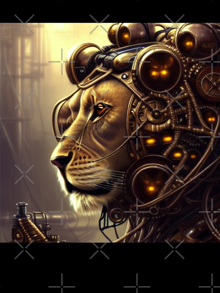 Dystopian Wasteland Cyborg Lion by ZenEverAI