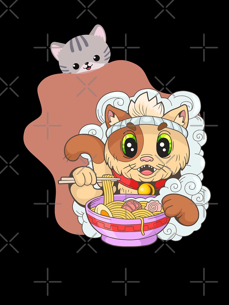Cute cat eating ramen by jpn insprd