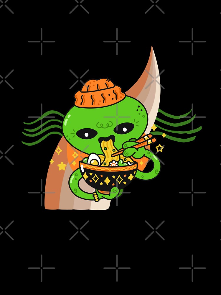 Cute alien eating ramen by jpn insprd