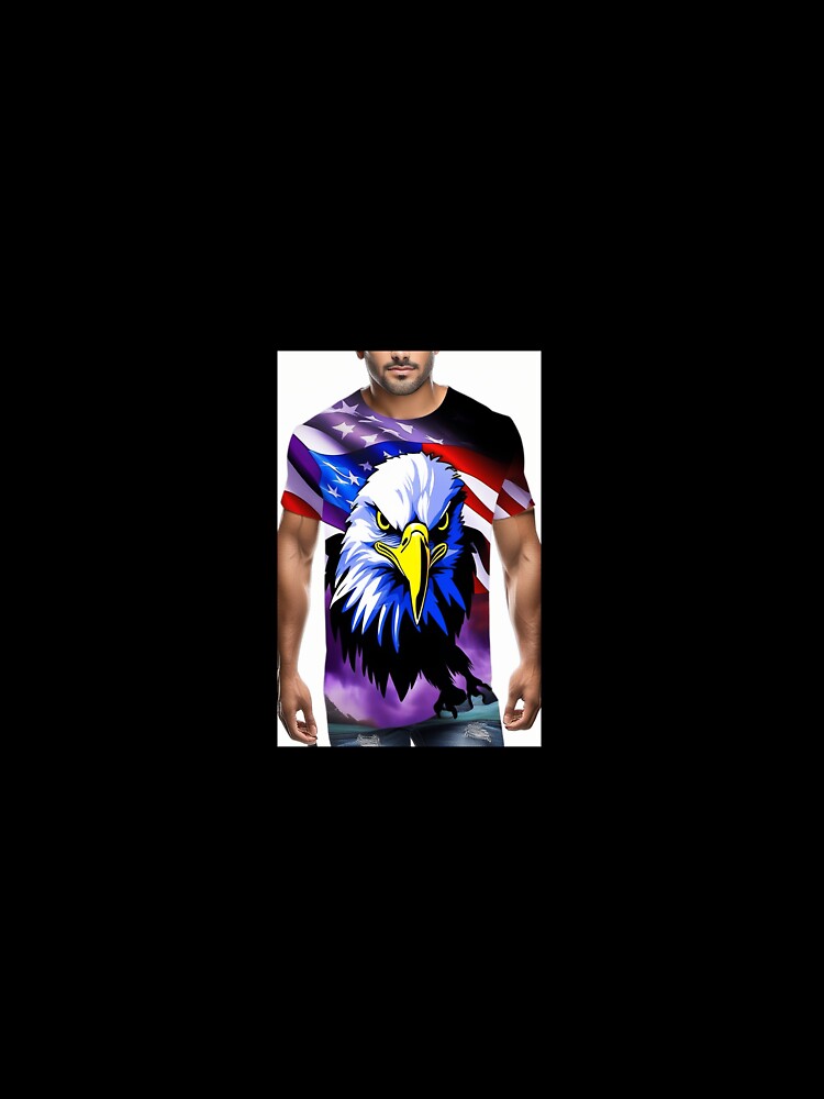 Casual Men's Tee with American Flag Eagle Design by Chukszy1