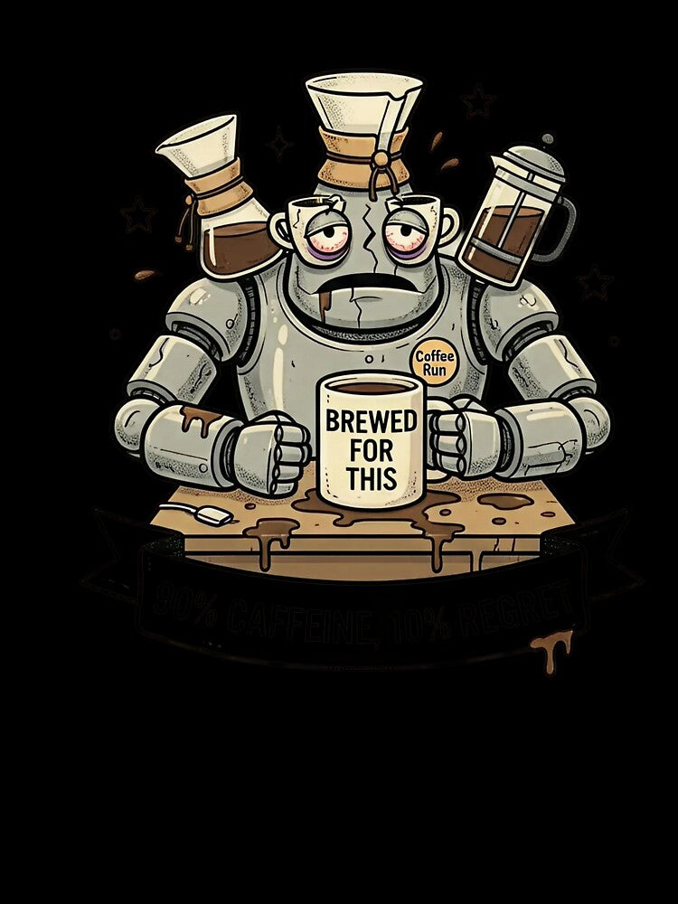 Retro Robot Coffee T-Shirt - "Brewed for This" Funny Engineering Graphic by PixelsTelas