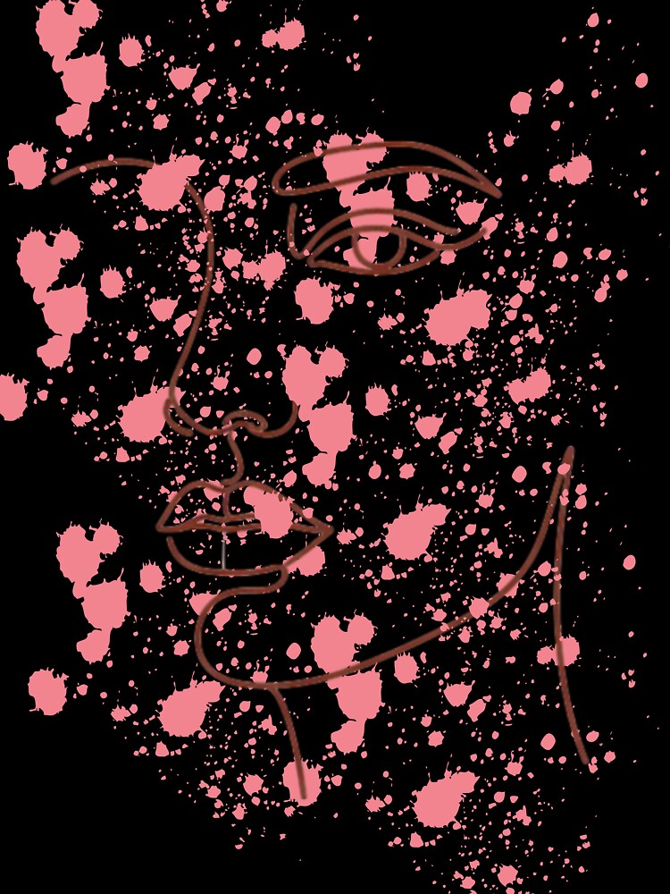 Minimalist Face Abstract Emotion – Line Art & Splash Pink by byafrilaence