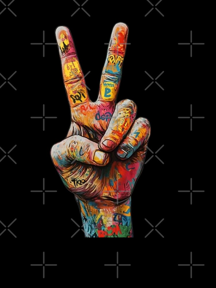 Graffiti Peace Sign Hand - Colorful Streetwear Urban Graffiti Art by gokhanuzen