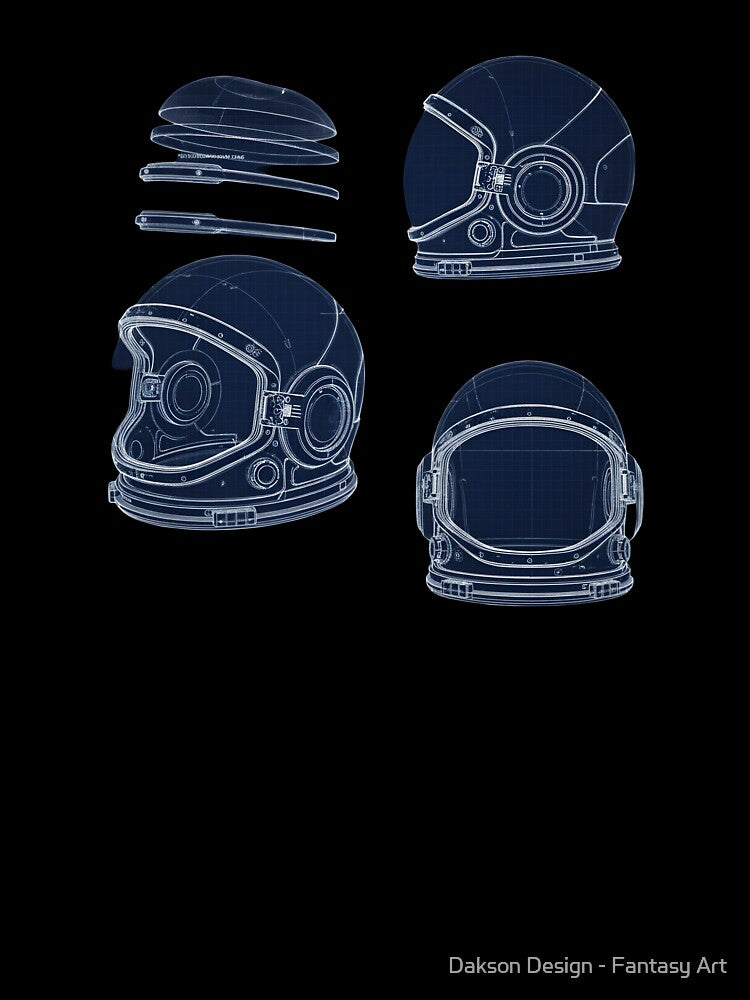 Astronaut Helmet Blueprint - Space Explorer Schematic by Dakson Design - Fantasy Art