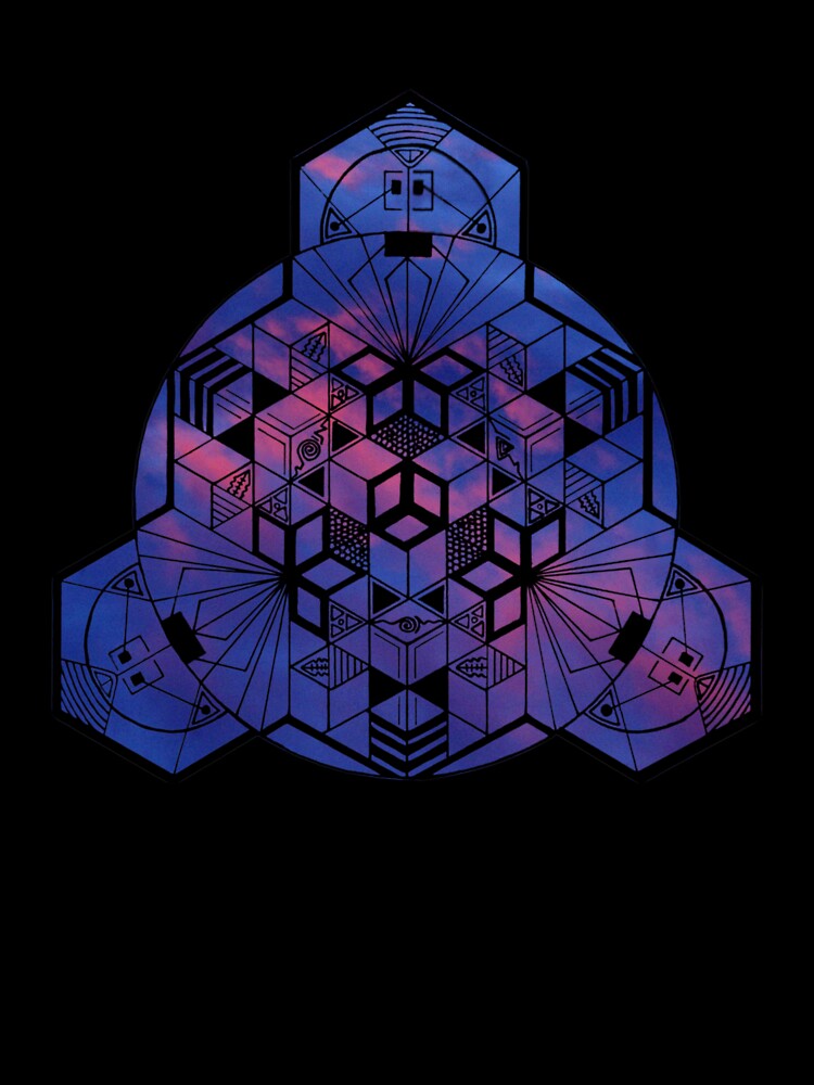 Dark Red Blue Sky Cube Mandala 180° Resized by createVisions