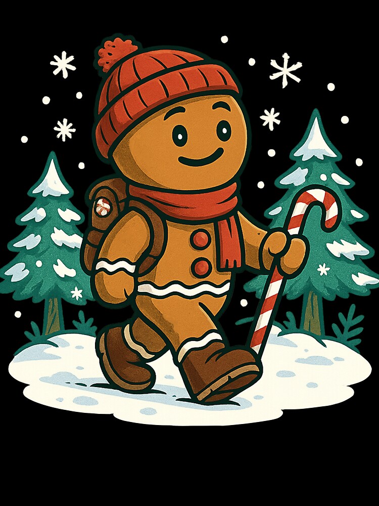 Hiking Christmas Hiker Gingerbread Man Women Kids Hiking by BlueBerry-Pengu
