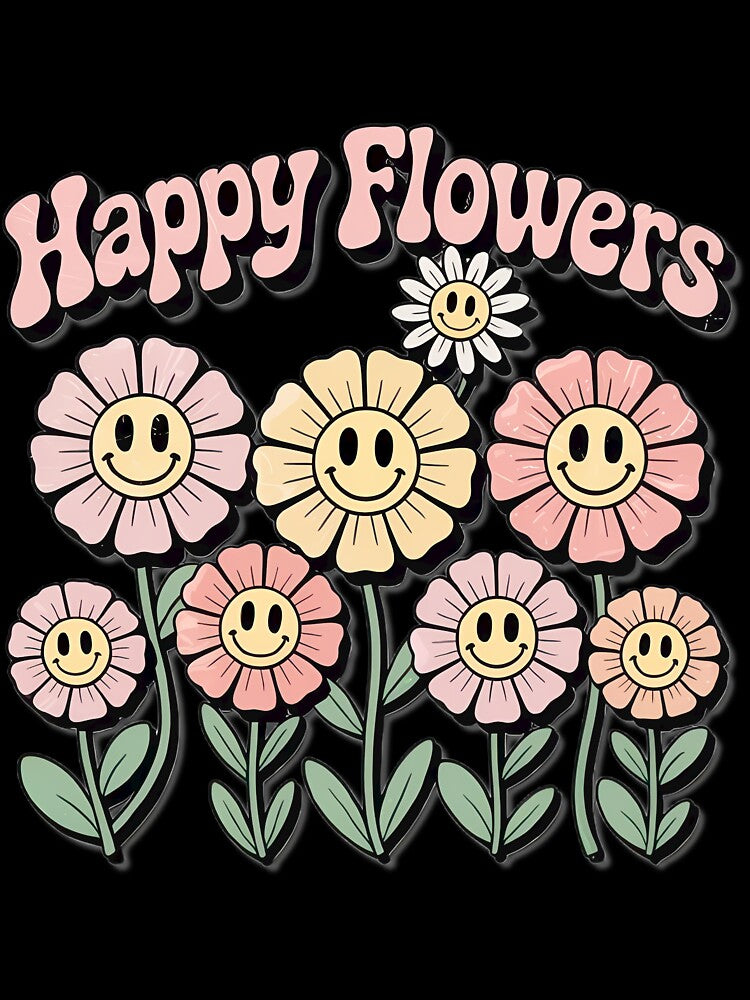 Groovy Happy Flowers Retro Smile Design by Ruth Duran