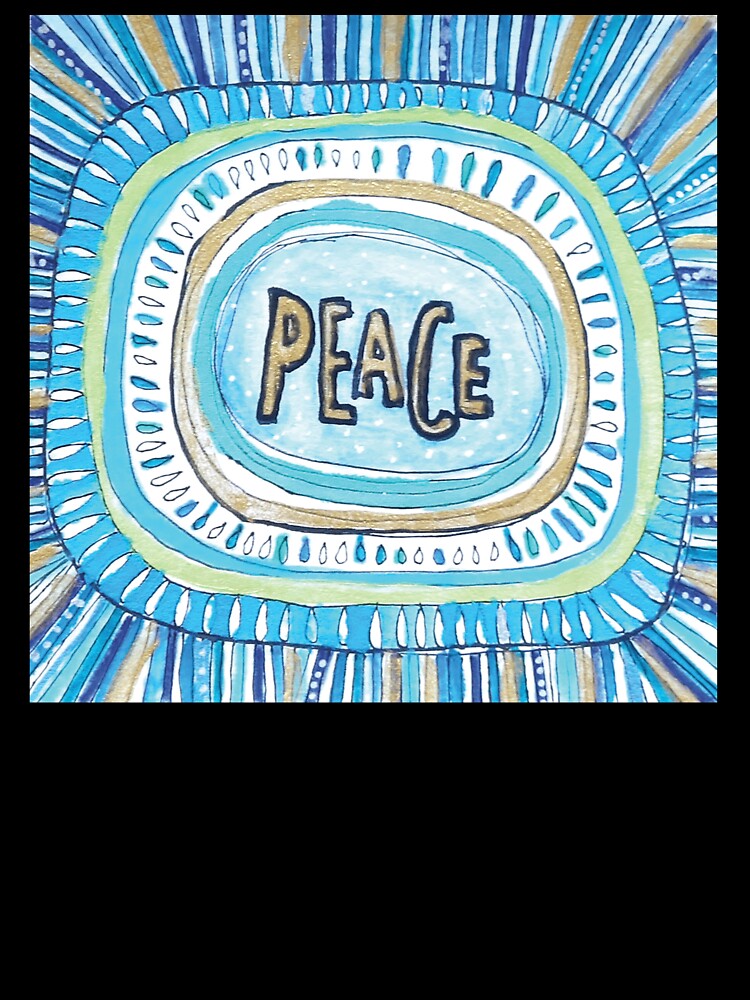 Peace -  meditative doodle in blue and gold by CSheehanArt