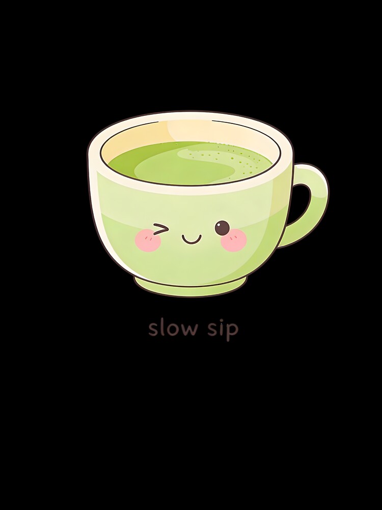 Slow Sip – Kawaii Matcha Pastel Stickers by QuietFloww