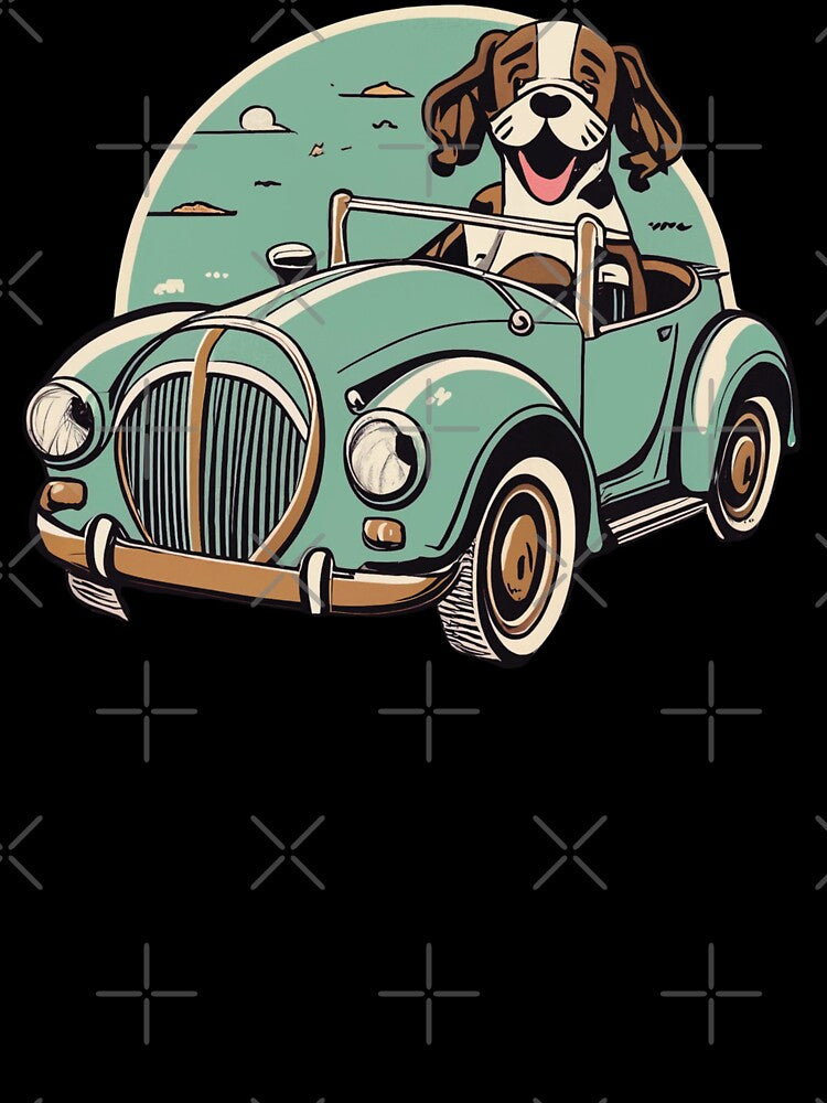 cute dog in retro car by MagelliShop