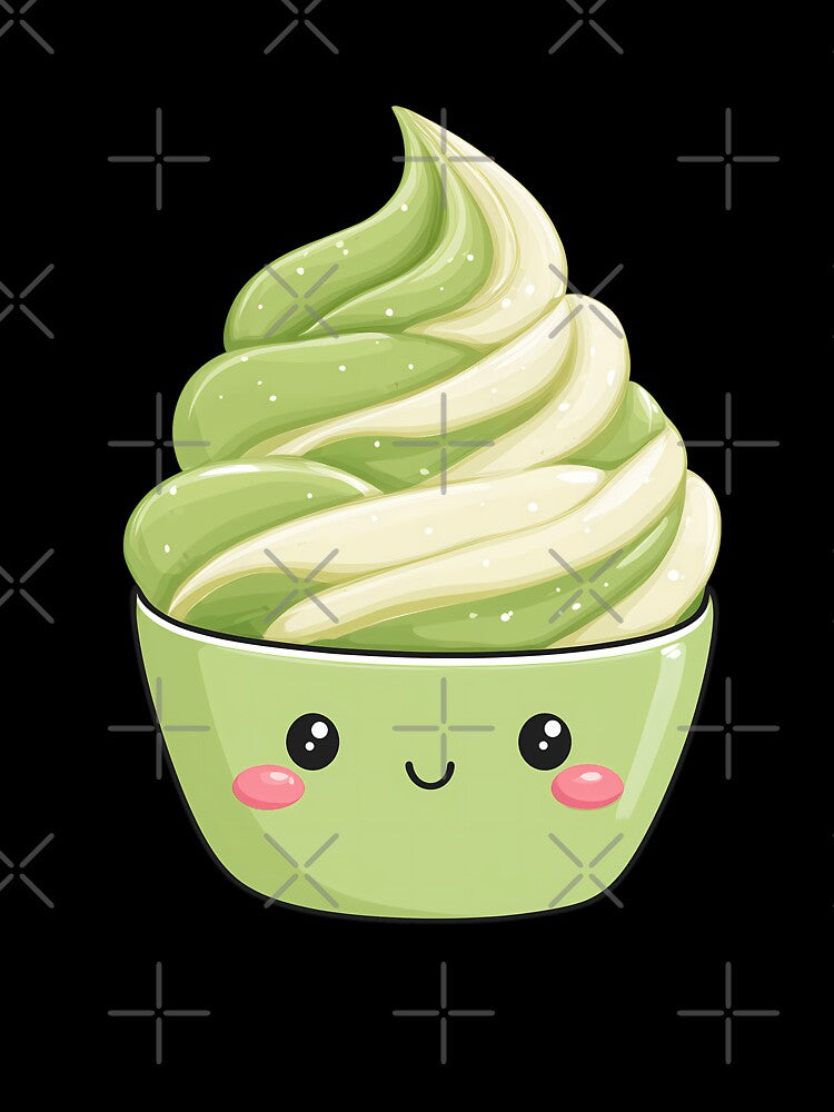 Kawaii Cute Matcha Ice Cream Bowl by BobaBunny76