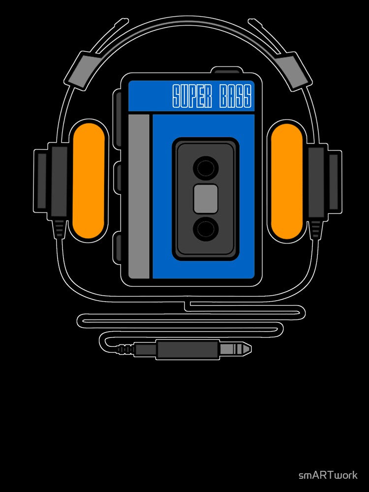 Retro 80s 90s walkman cassette tape player with headphones by smARTwork