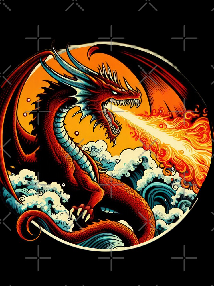vintage Magic in Flames dragon breathing fire by Expressions-Sel