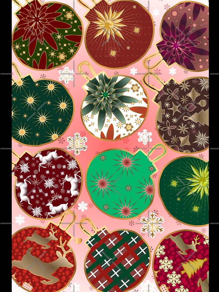 Festive Christmas Ornament Pattern • Gold & Green Holiday Baubles • Elegant Winter Decor Design by HopeAndHustle