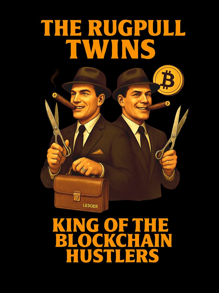 "The Rugpull Twins – King of the Blockchain Hustlers" | Crypto Scam Duo Design by BitCrop