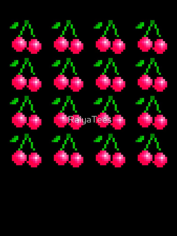 Pixel Cherry Pattern - Retro Fruit Design by RaiyaTees