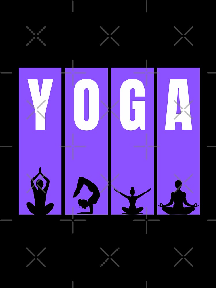 Yoga Poses Color Block T-Shirt Yoga Lover Gift Meditation Graphic Tee Purple by oonproducts