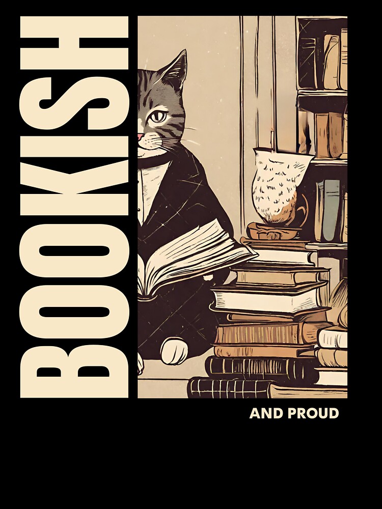 Bookish and proud beige cute cartoon funny cat by SoulfulT