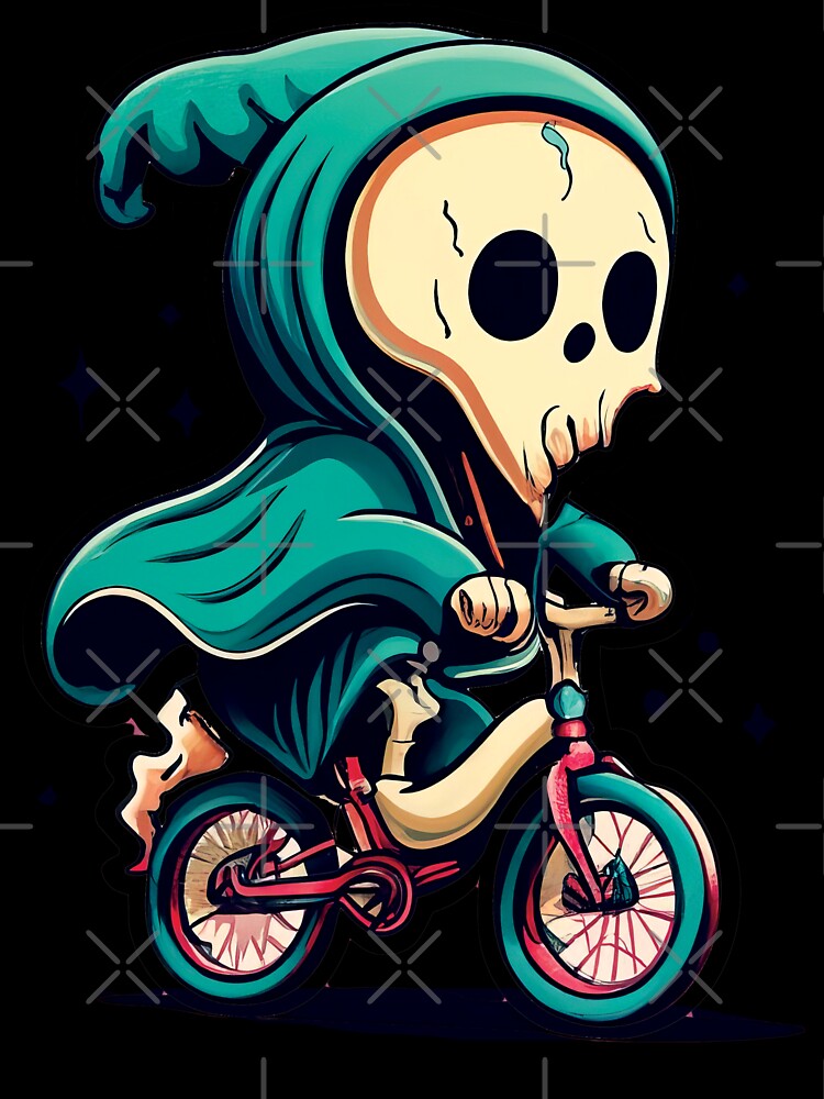 Whimsical Skeleton Bicycle Ride by VividVortexArt