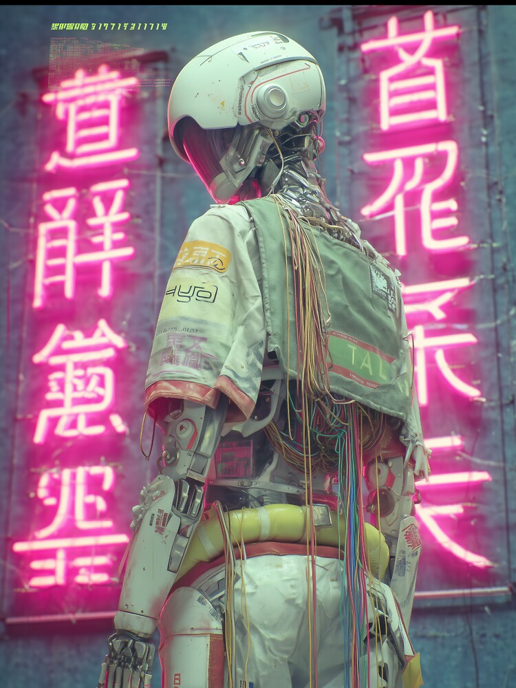 Canvas Neon Samurai by Retro Type