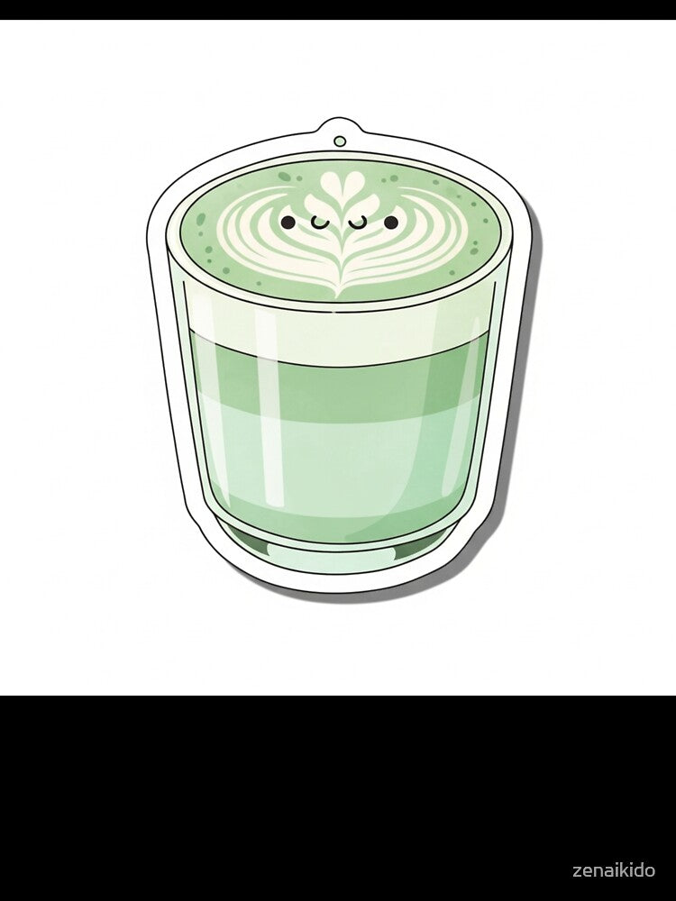 Cute Matcha Latte – Kawaii Green Tea Illustration by zenaikido