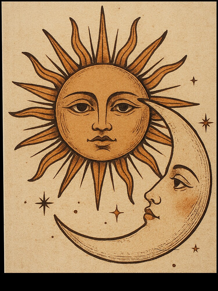 Whimsical sun and moon by mhallthomsen
