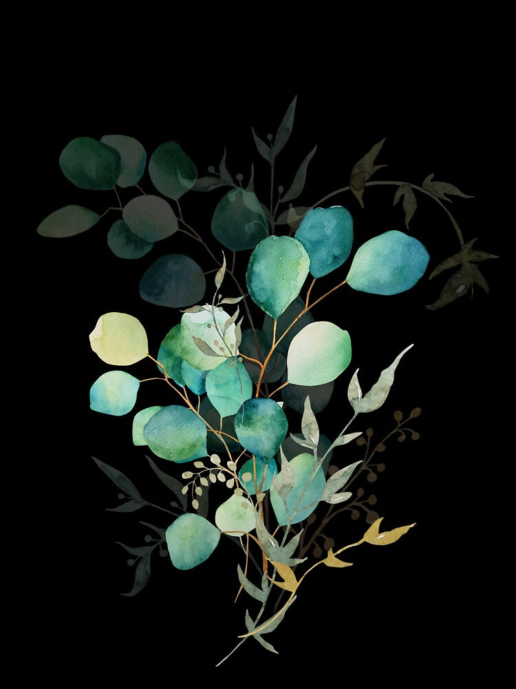 Composition design of eucalyptus branches watercolor leaves by Createssy
