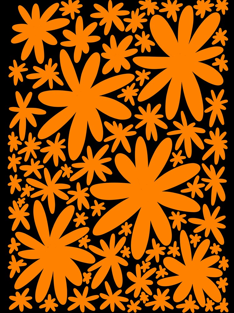Simple Groovy Retro Flowers Orange by PDMT