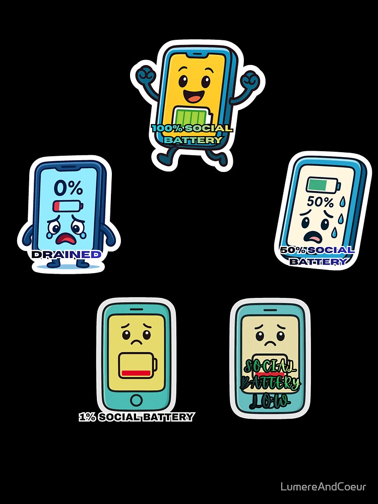 Social Battery Series Collection Introvert Mood Energy Levels Sticker Set by LumereAndCoeur