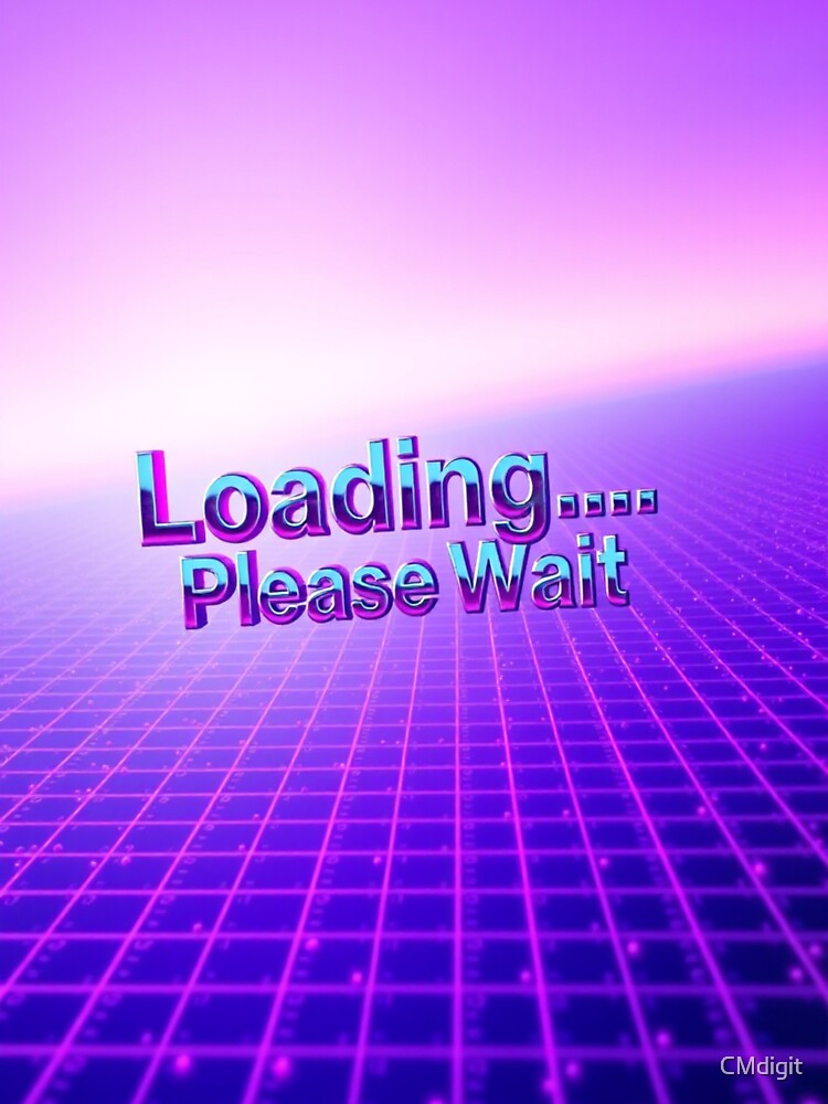 Loading Please Wait – Y2K Retro Chrome Vaporwave Tee Design by CMdigit