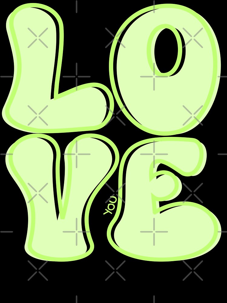 Love You Bold Typography - Neon Green by SaltedBeachPaperie