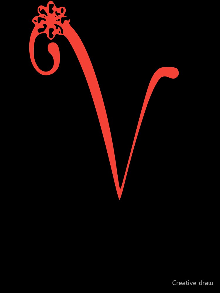 Floral Initial monogram V by Creative-draw