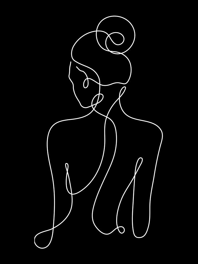 White One Line Drawing - Woman Back Pose by altandesign