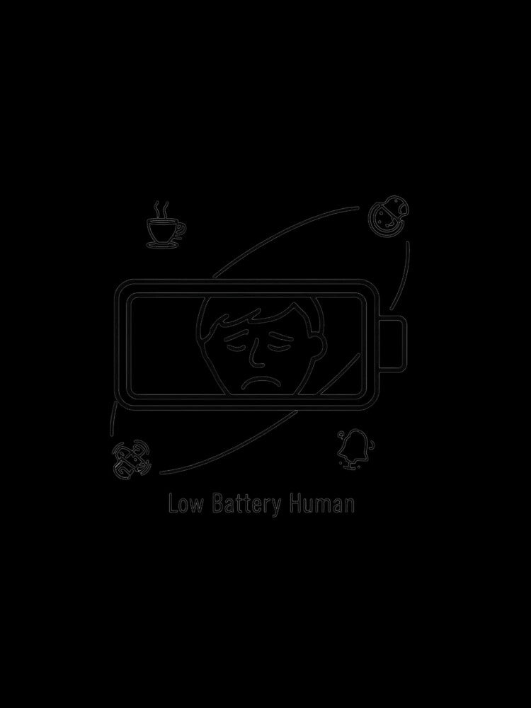Low Battery Human – Burnout Humor Minimalist Battery Design by Low Battery Society