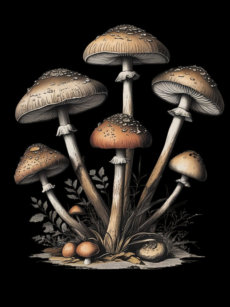 Vintage Mushroom Cluster – Botanical Forest Aesthetic by Almond Paper Co.