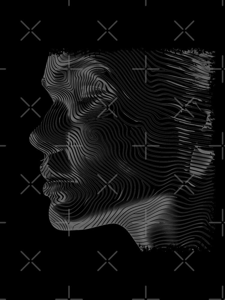Abstract Line Face Portrait - Black and White Modern Optical Art by inkoutninja