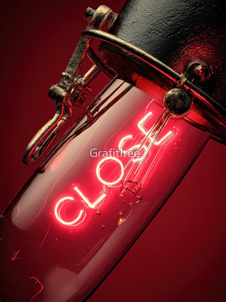 CopNeon “CLOSE” Sign Inside Light Bulb – Modern Red Glow Aesthetic by Grafititee