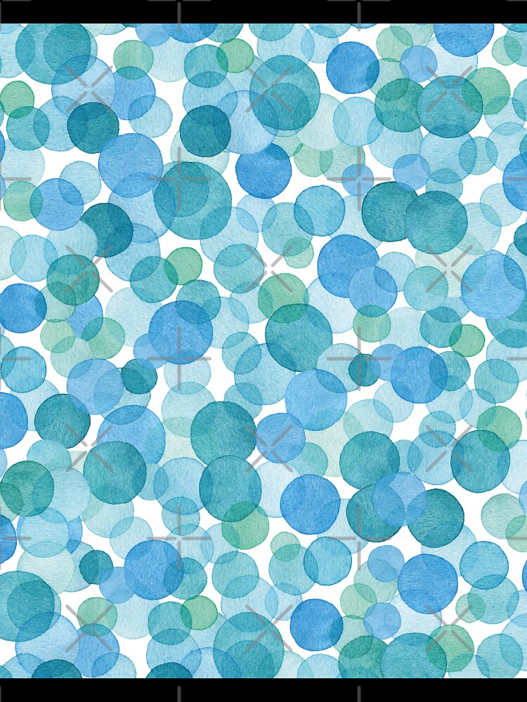 Green, Blue and Turquoise Overlapping Circles - Watercolor Pattern by AlicjaCurioseur