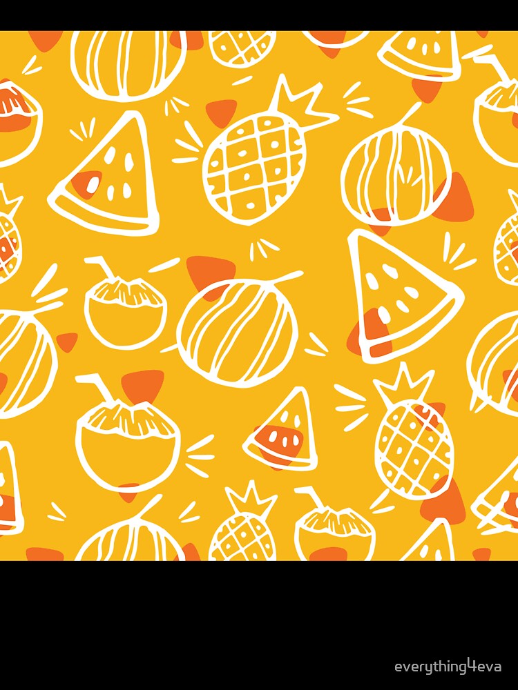 Orange Tropical Fruit Sketches Pattern by everything4eva