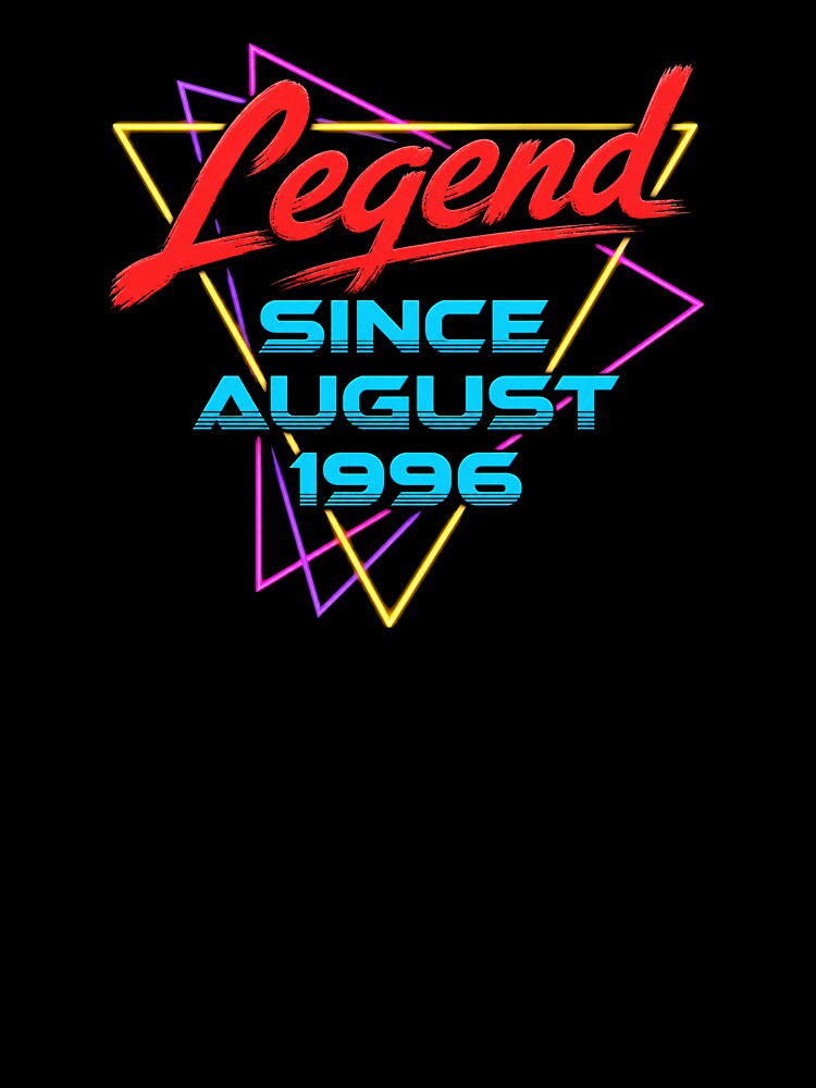 Legend Since August 1996 Retro Neon Style Birthday Celebration Design by msaloyach