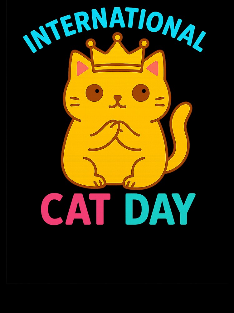 Majestic Cat with Crown – International Cat Day Cute Royal Kitty" by Printcora