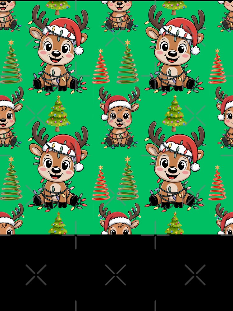 Santa Hat Reindeer Christmas Pattern by Grang Art Artistic Designs