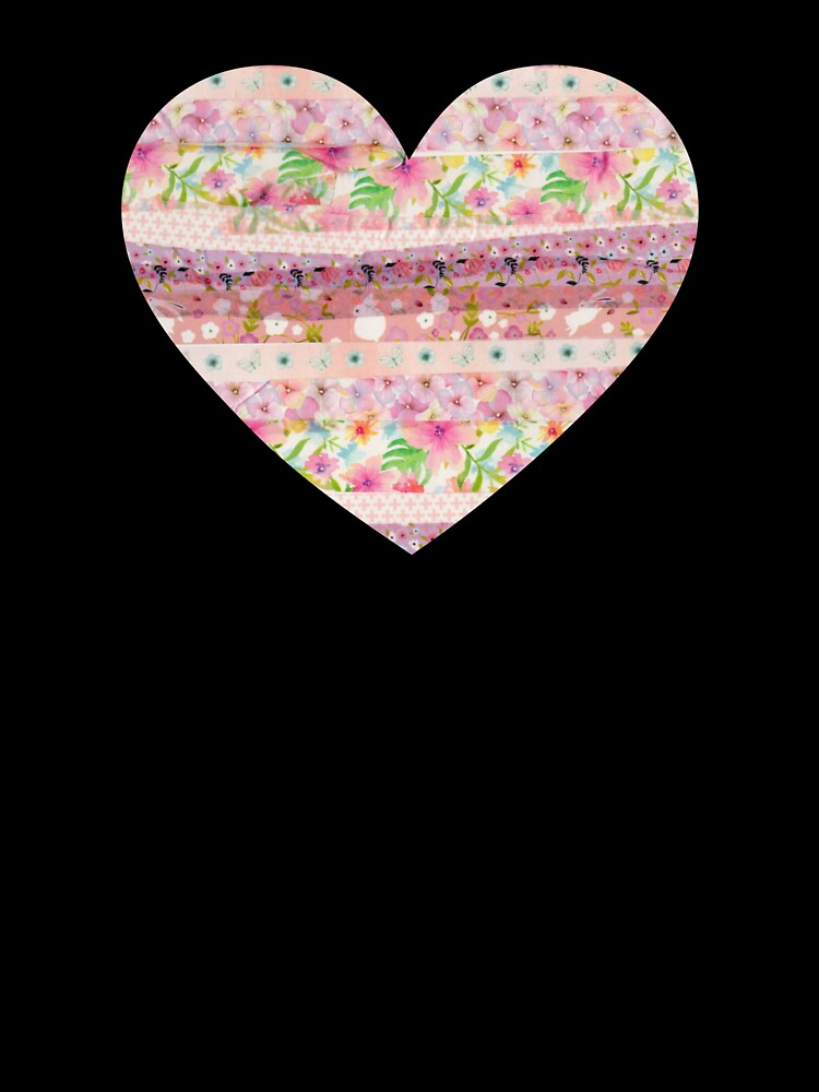 Pink Heart with Flowers and Bunnies by TabbysShop